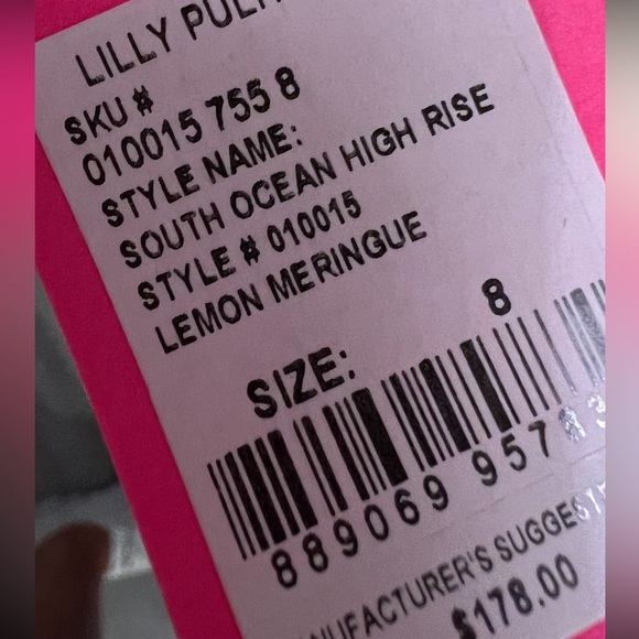 NWT Lilly Pulitzer South Ocean High Rise Straight Leg Jeans in Lemon Meringue - Picture 7 of 8